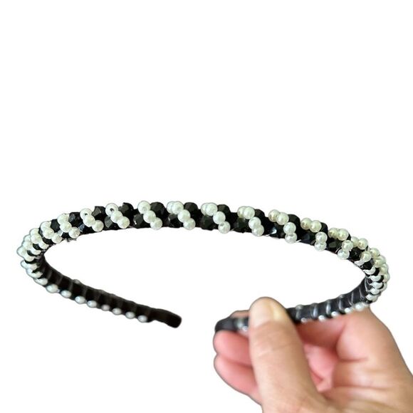 2/$15! Bundle of 5 Headbands Dress Up Black Blush Rhinestones Beads Mixed Set - Picture 7 of 7